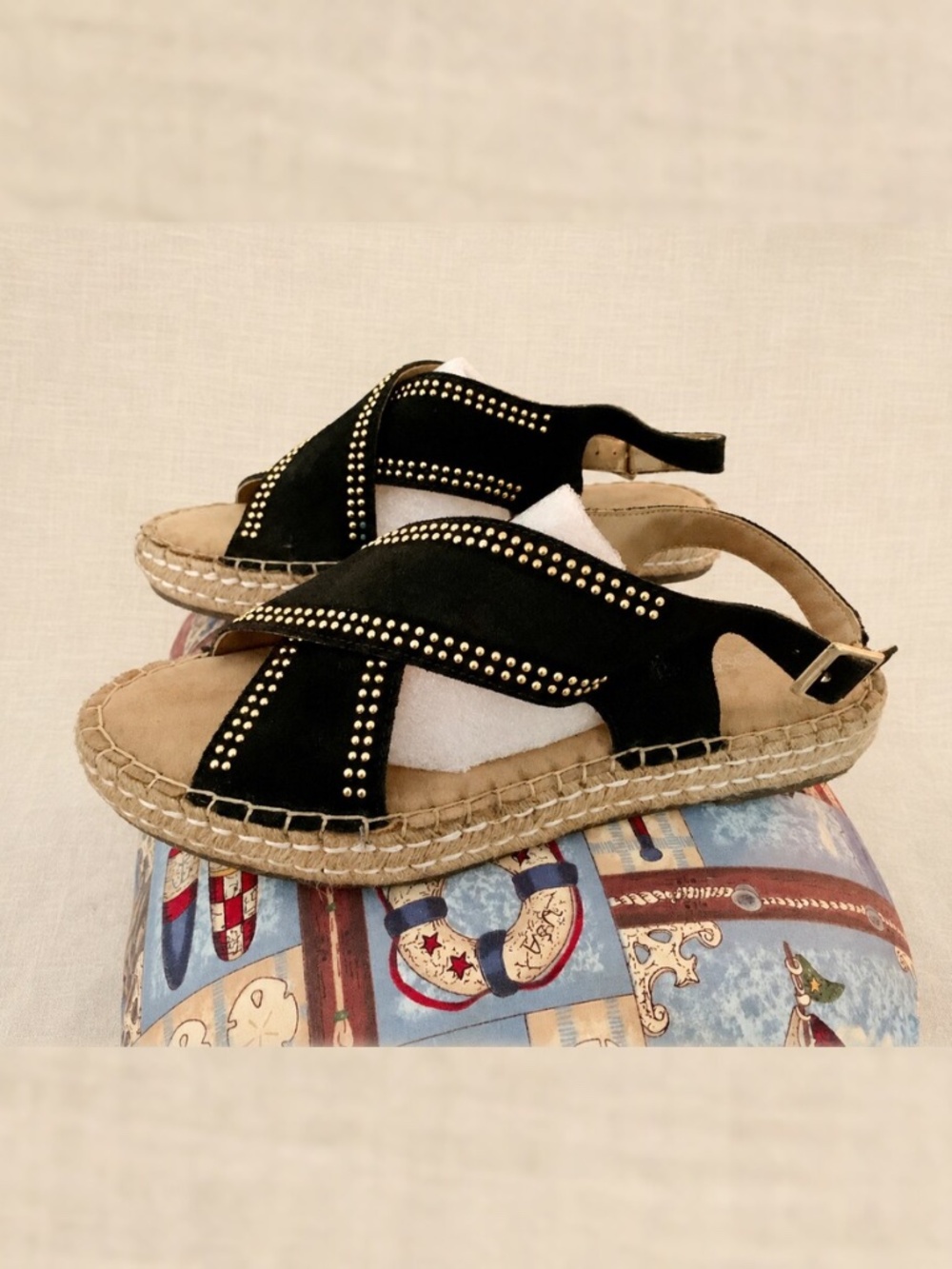 Aerosoles Espresso Studded Espadrille Sandals 9